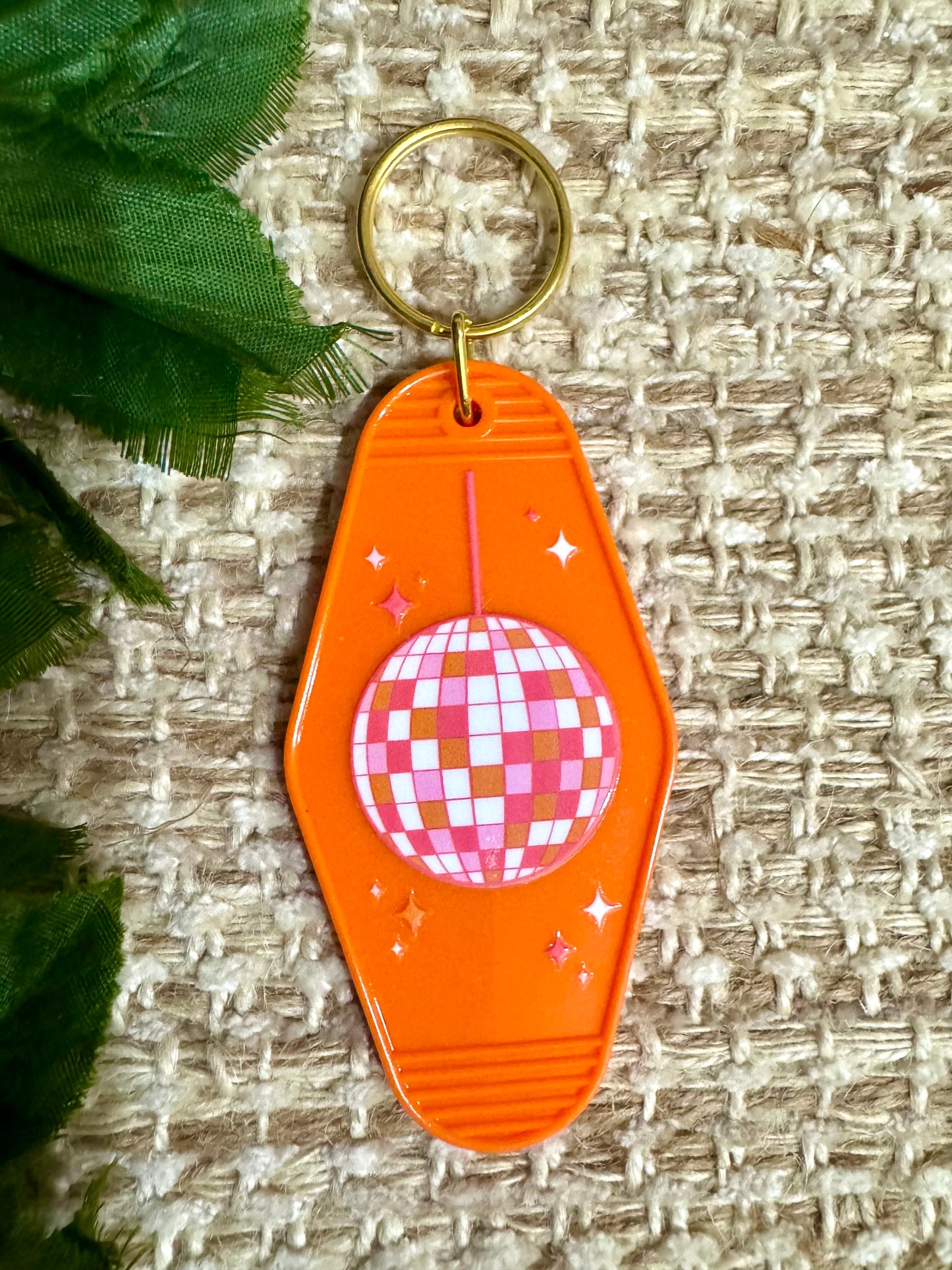 Orange Disco Hotel Keychain