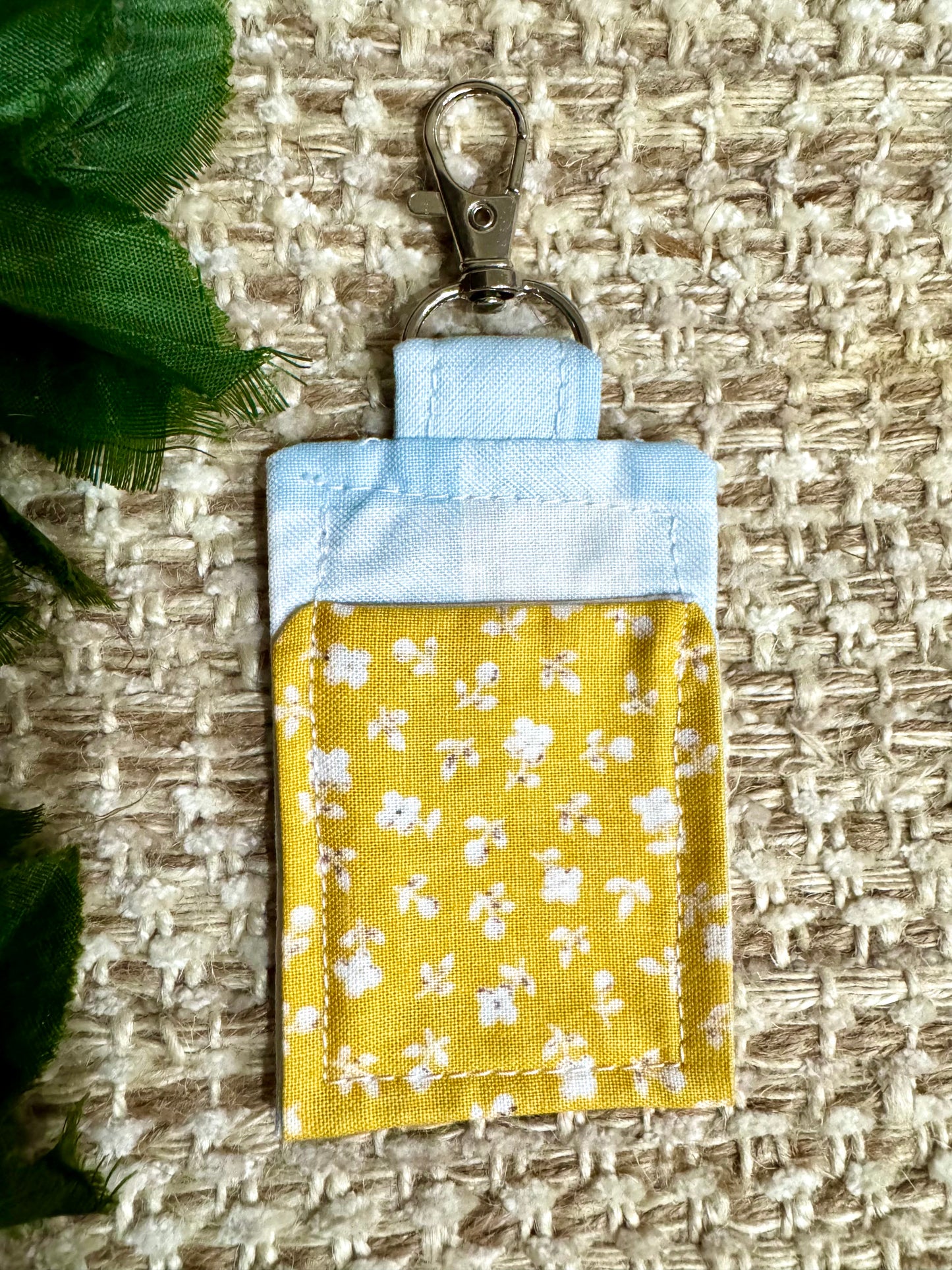 Gingham and Floral Chapstick Holder Keychain