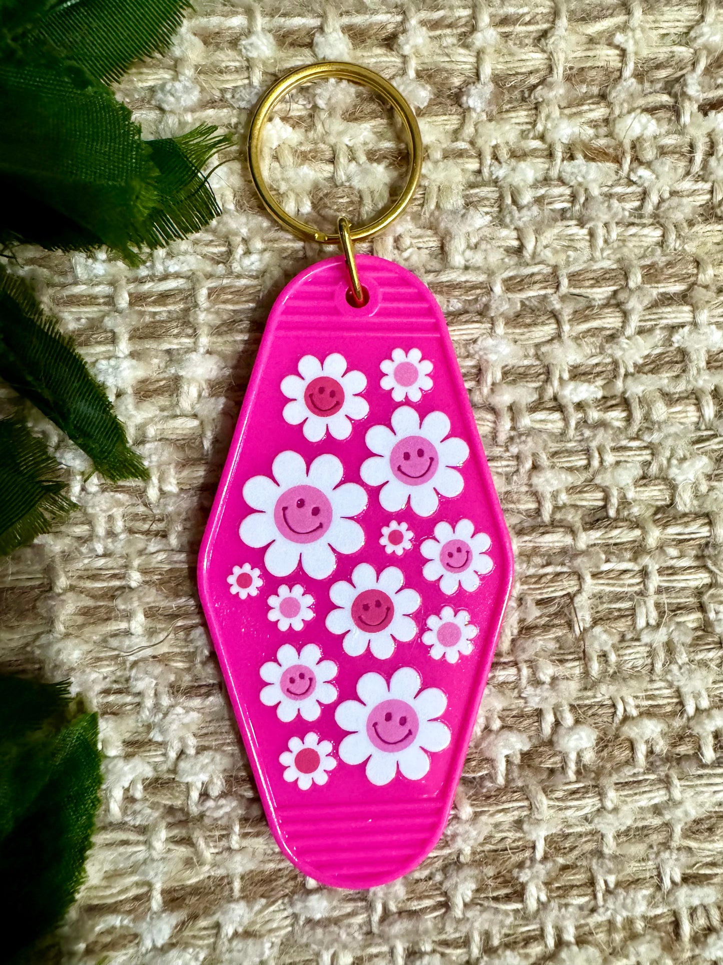Pink Flower Hotel Keychain