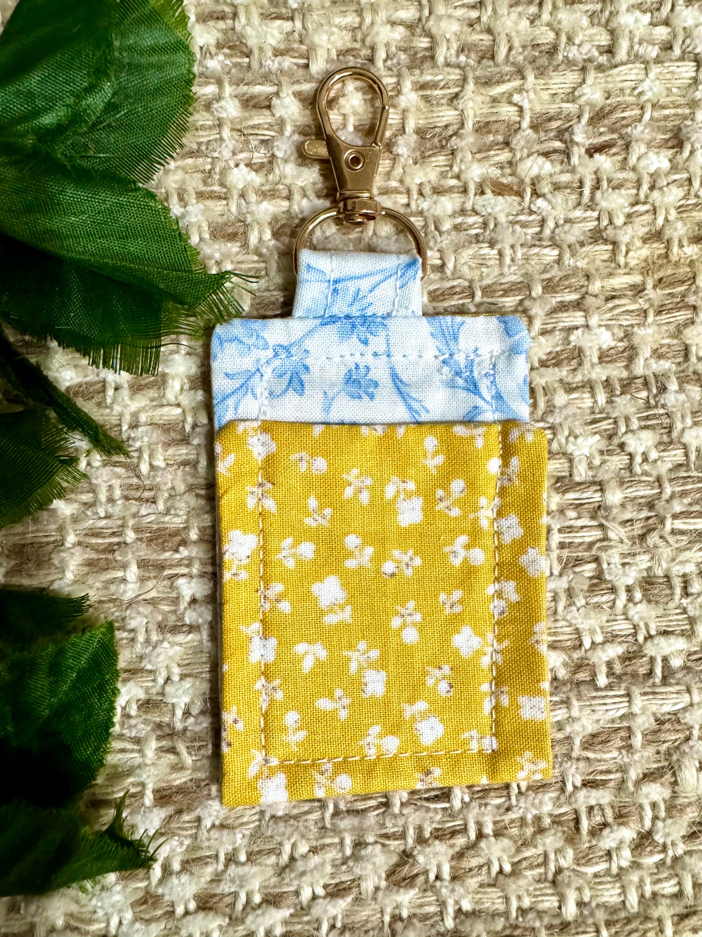 Yellow and Blue Chapstick Holder Keychain
