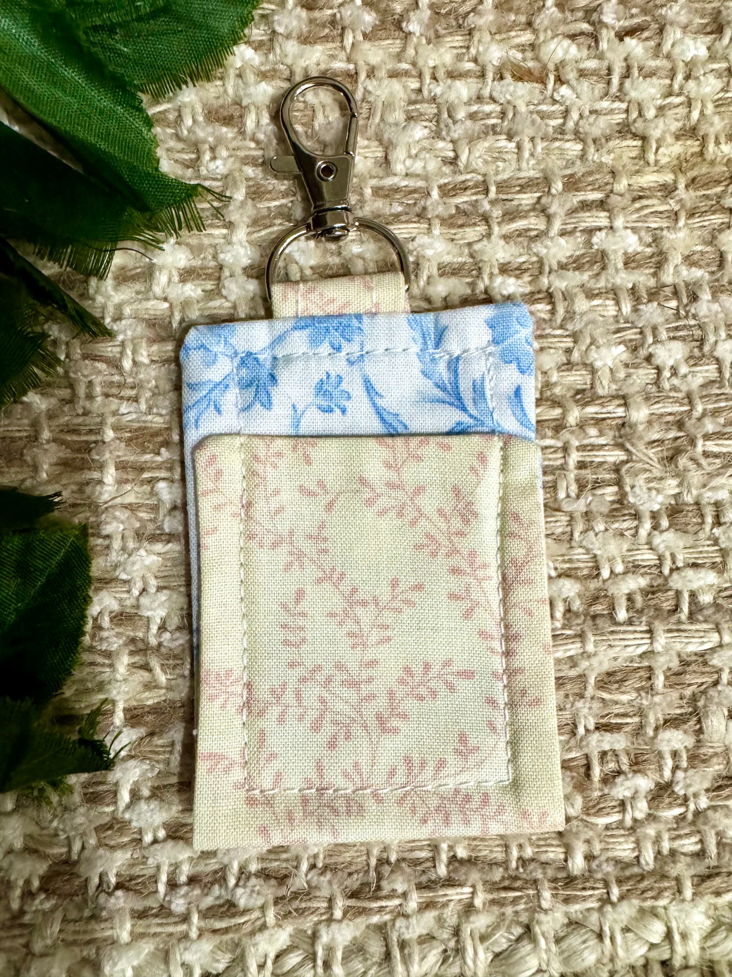 Blue and Yellow Floral Chapstick Holder Keychain