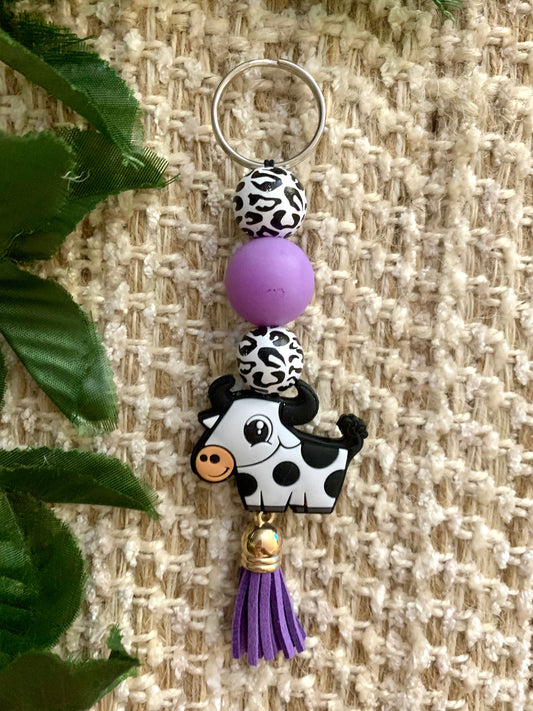 Purple cow keychain