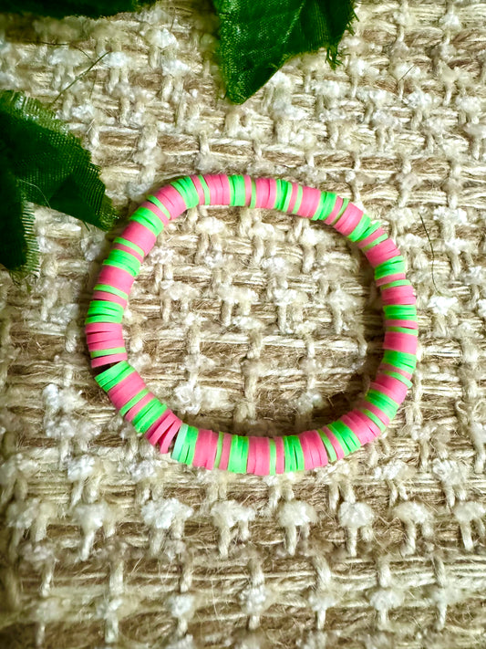 Bright pink/green. B